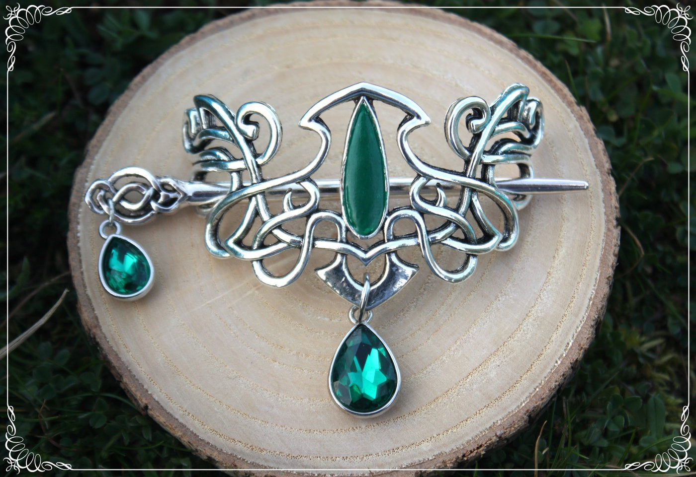 Barrette épingle à cheveux celtique elfique peinte