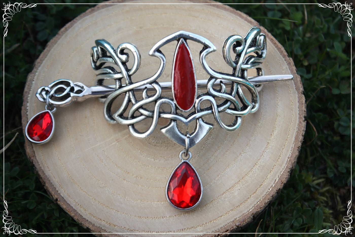 Barrette épingle à cheveux celtique elfique peinte