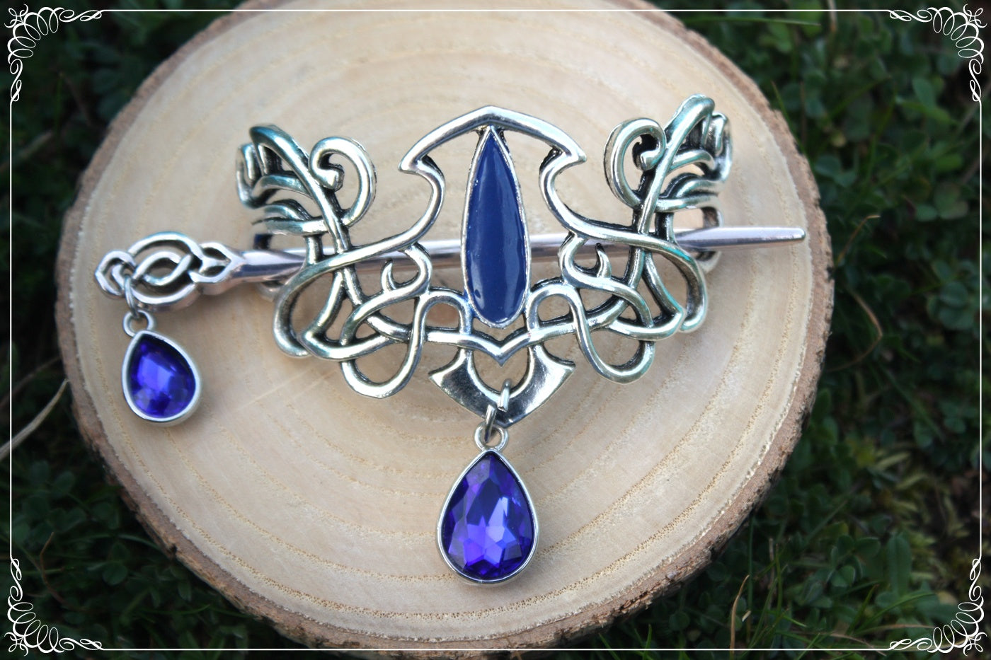 Barrette épingle à cheveux celtique elfique peinte