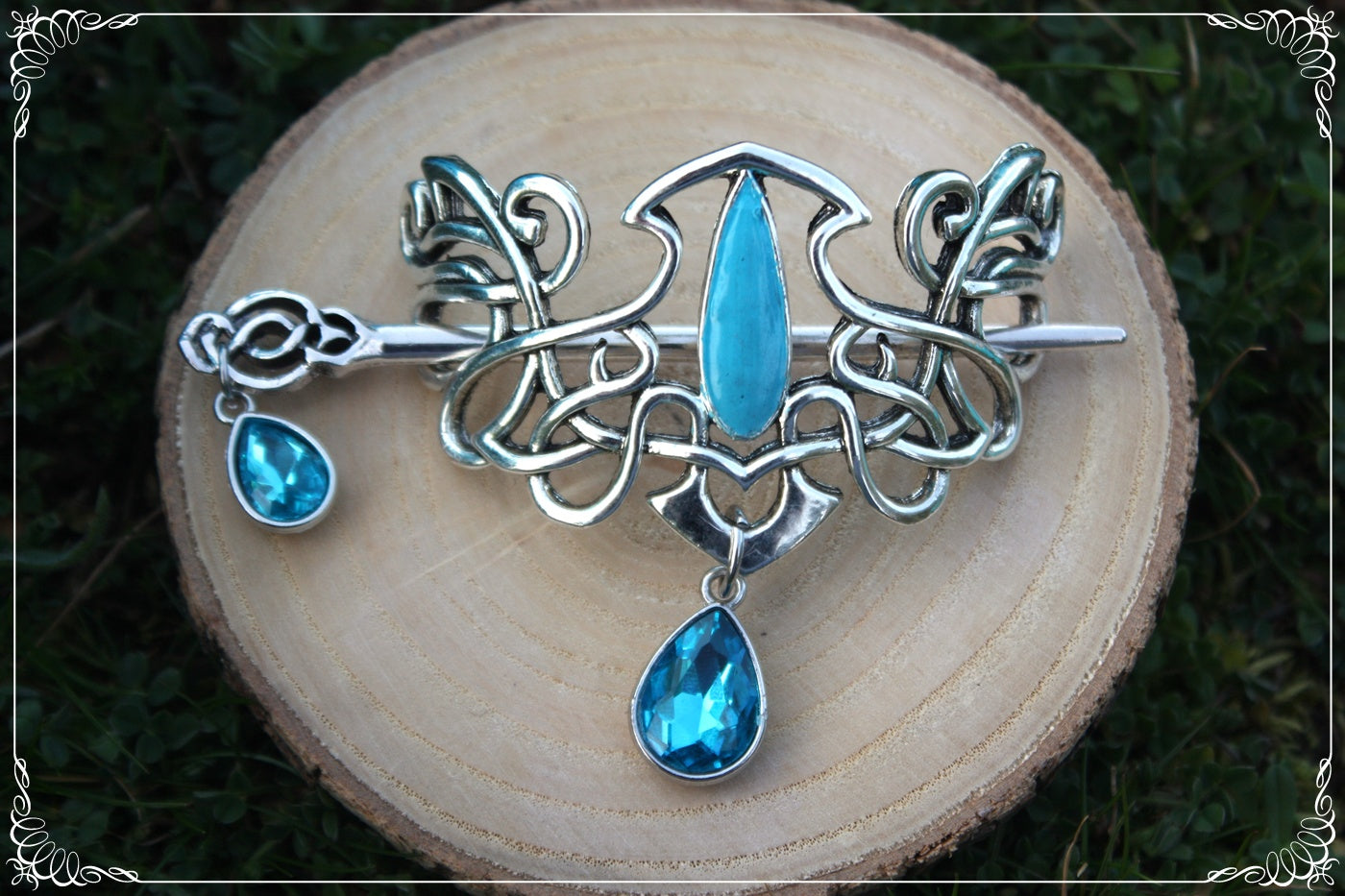 Barrette épingle à cheveux celtique elfique peinte