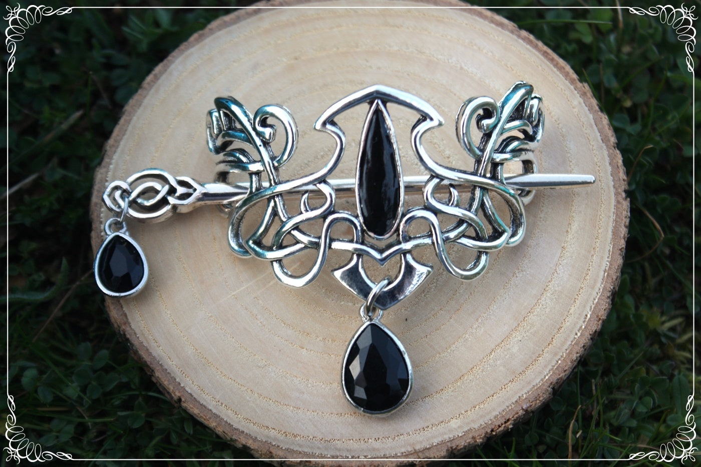 Barrette épingle à cheveux celtique elfique peinte