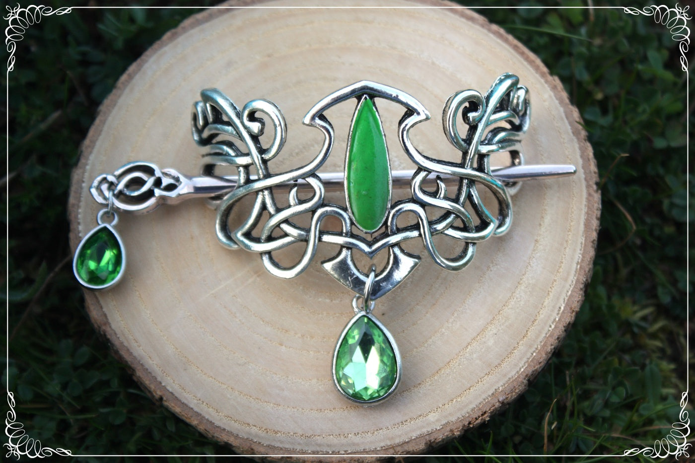 Barrette épingle à cheveux celtique elfique peinte