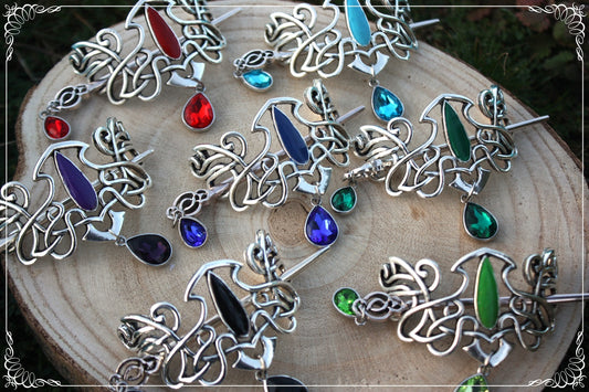 Barrette épingle à cheveux celtique elfique peinte