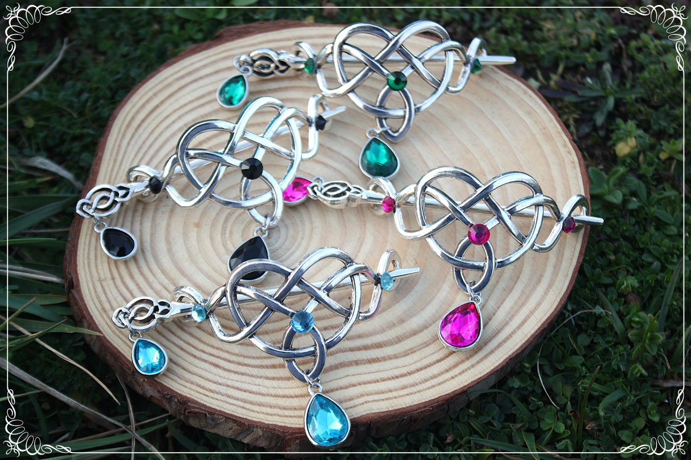 Barrette épingle à cheveux coeur celtique elfique