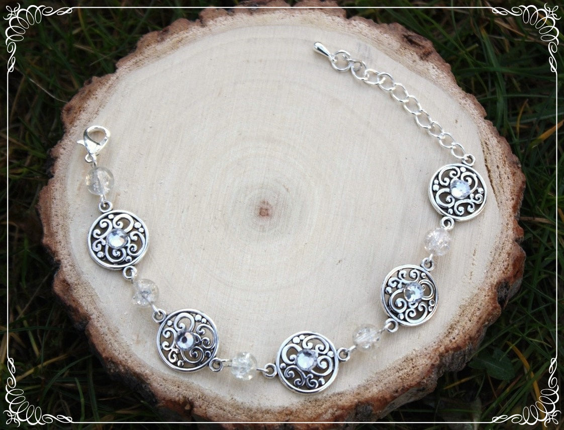 Bracelets "Cercles volutes strass et perles"