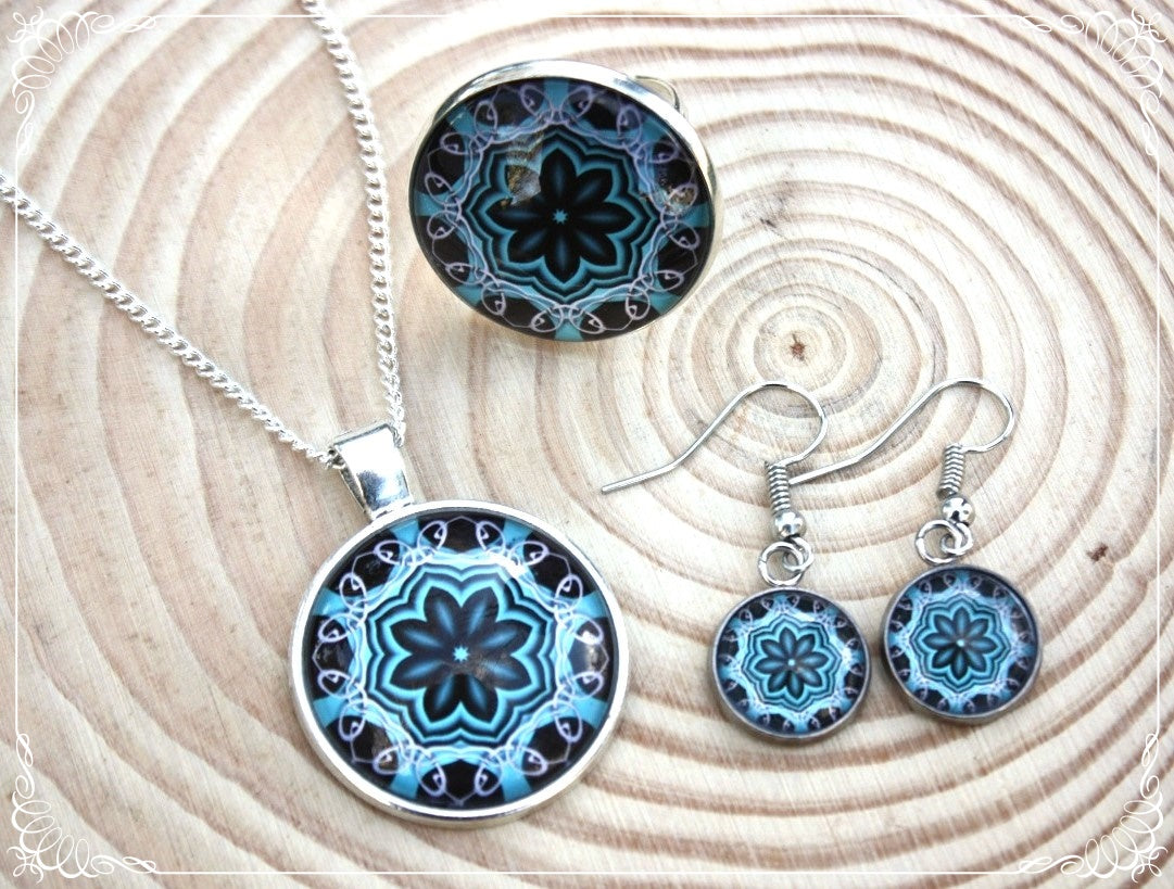 Boucles d'oreilles "Mandalas - Bleus clairs "