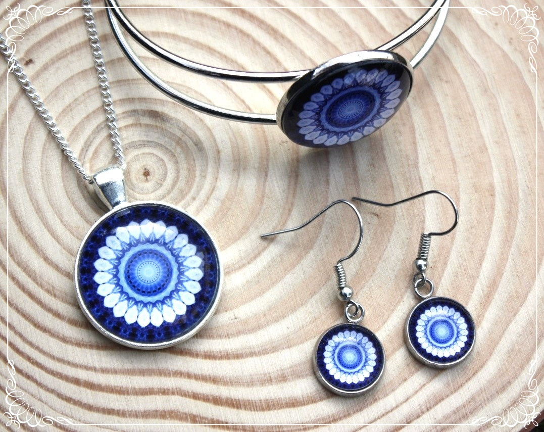 Boucles d'oreilles "Mandalas - Bleus foncé "