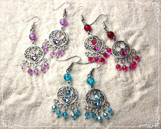 Boucles d'oreilles orientalisantes "Perles et strass"