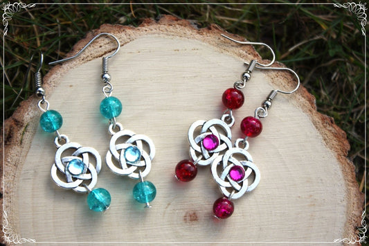 Boucles d'oreilles celtiques "Nœuds doubles perles"