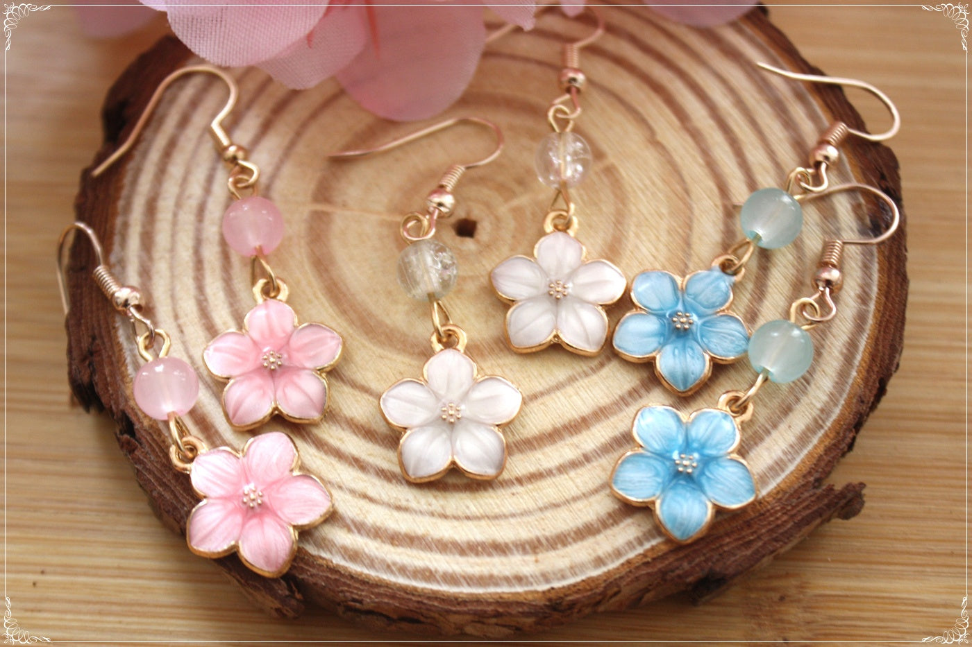 Boucles d'oreilles japon "Sakura" - Fleurs de cerisier