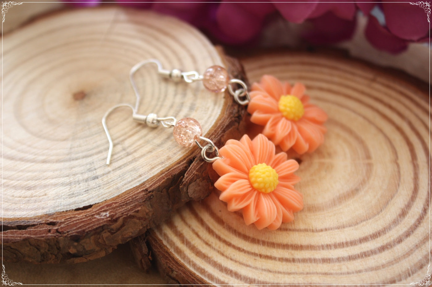 Boucles d'oreilles fleurs paquerettes marguerites coquelicots tournesols