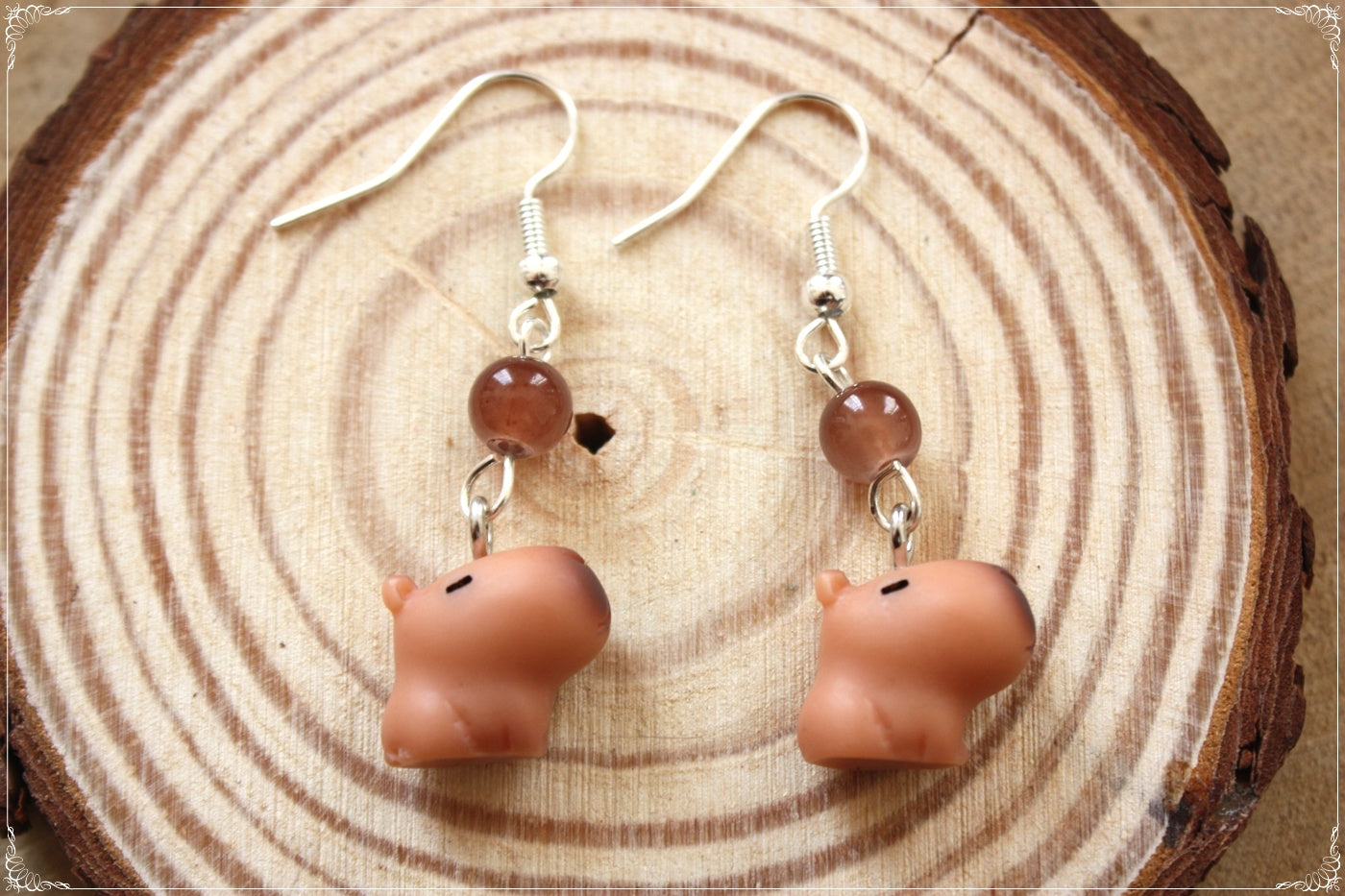 Boucles d'oreilles pendantes capybara