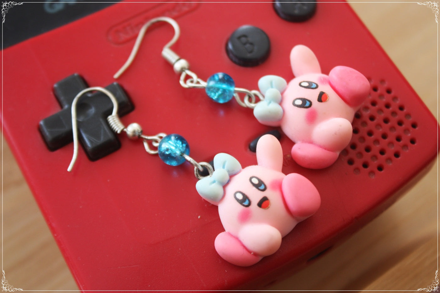 Boucles d'oreilles style "Kirby"