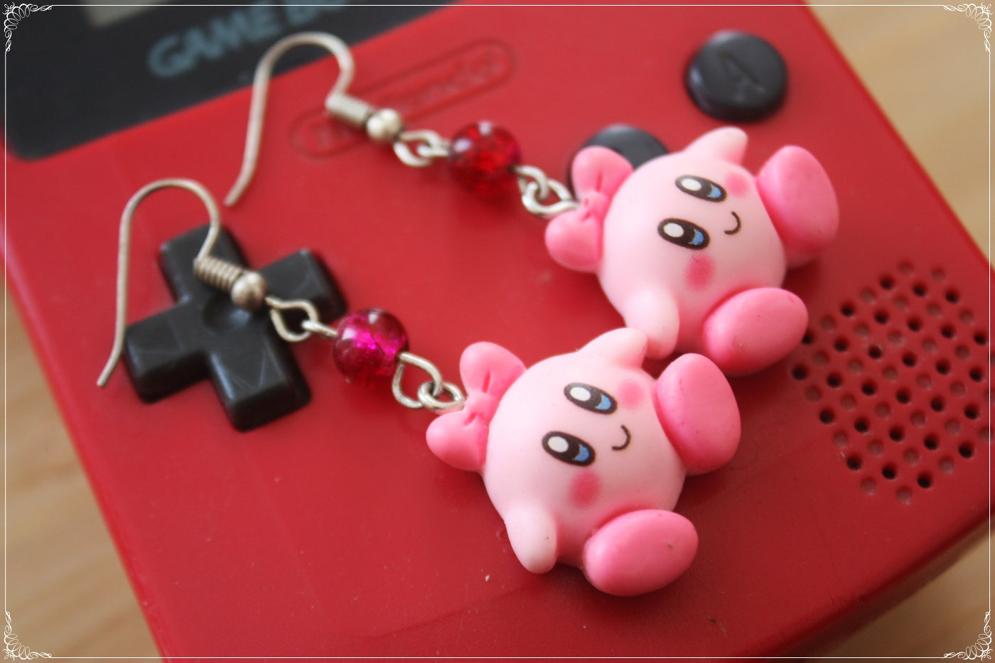 Boucles d'oreilles style "Kirby"