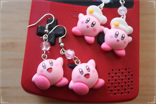Boucles d'oreilles style "Kirby"