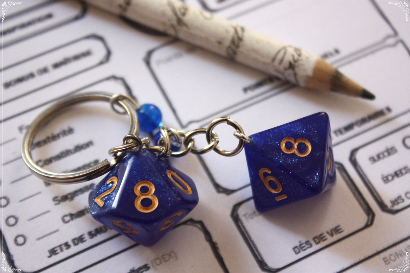 Porte-clés doubles dés jeux de rôle