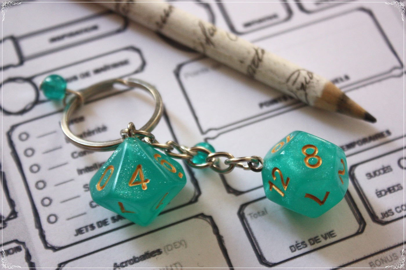 Porte-clés doubles dés jeux de rôle