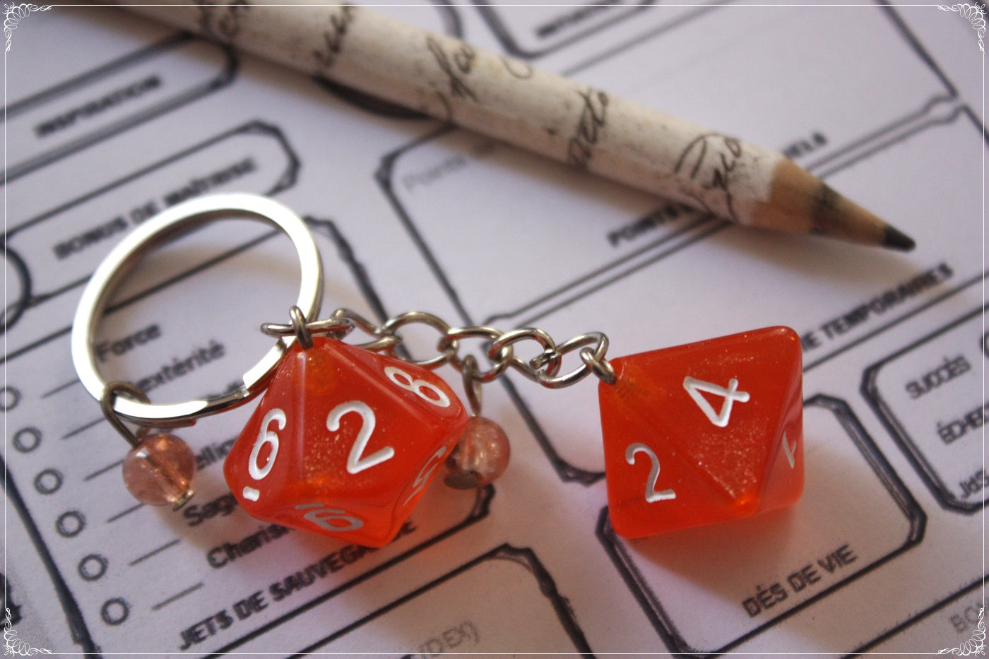 Porte-clés doubles dés jeux de rôle