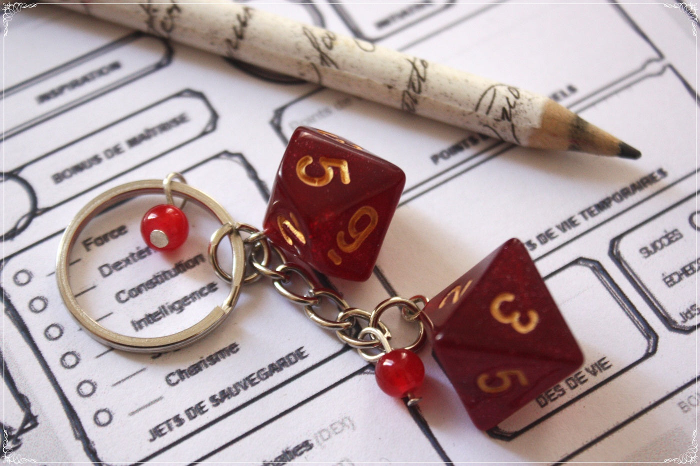 Porte-clés doubles dés jeux de rôle