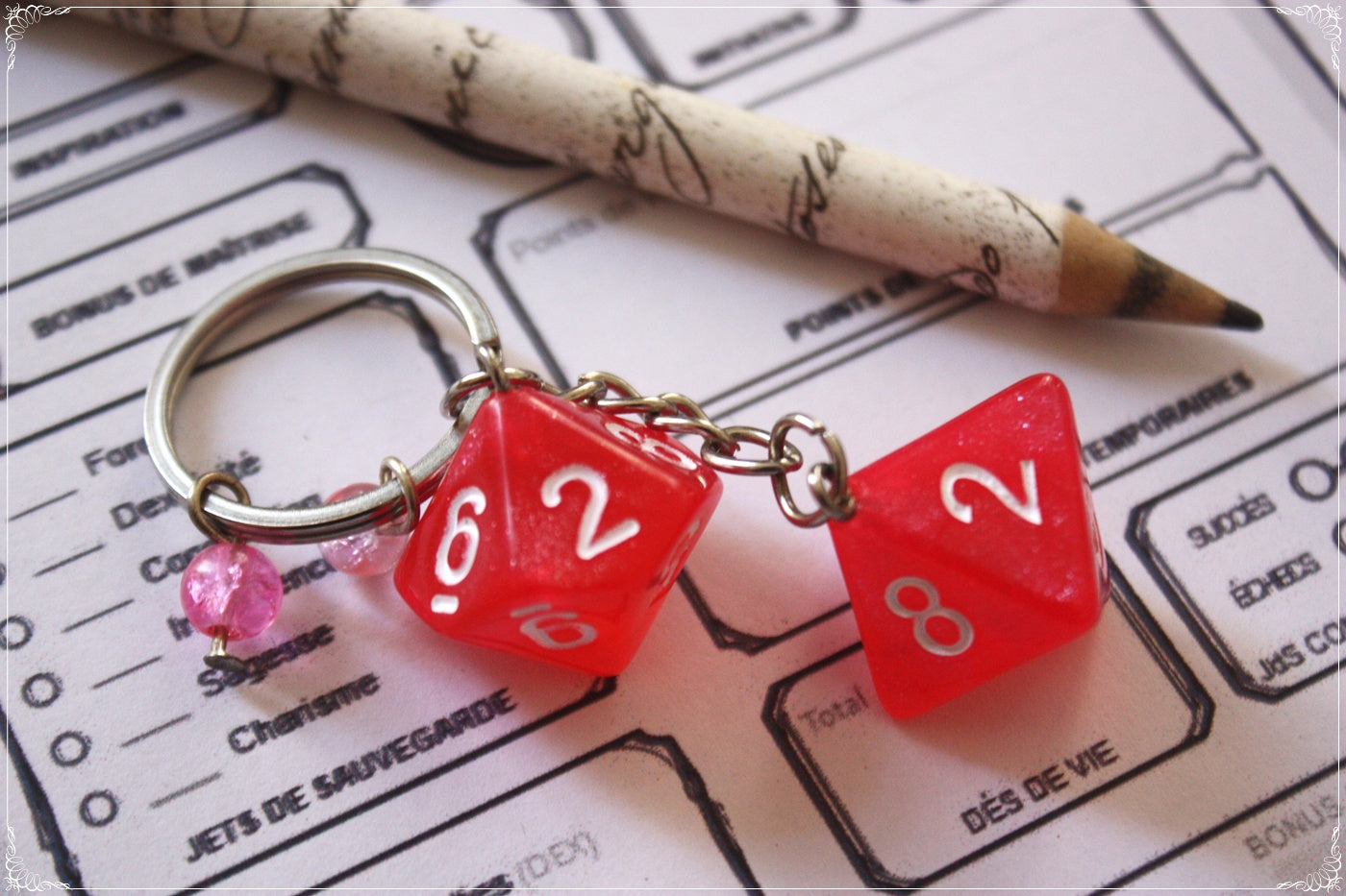 Porte-clés doubles dés jeux de rôle