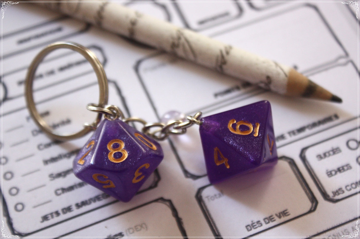 Porte-clés doubles dés jeux de rôle