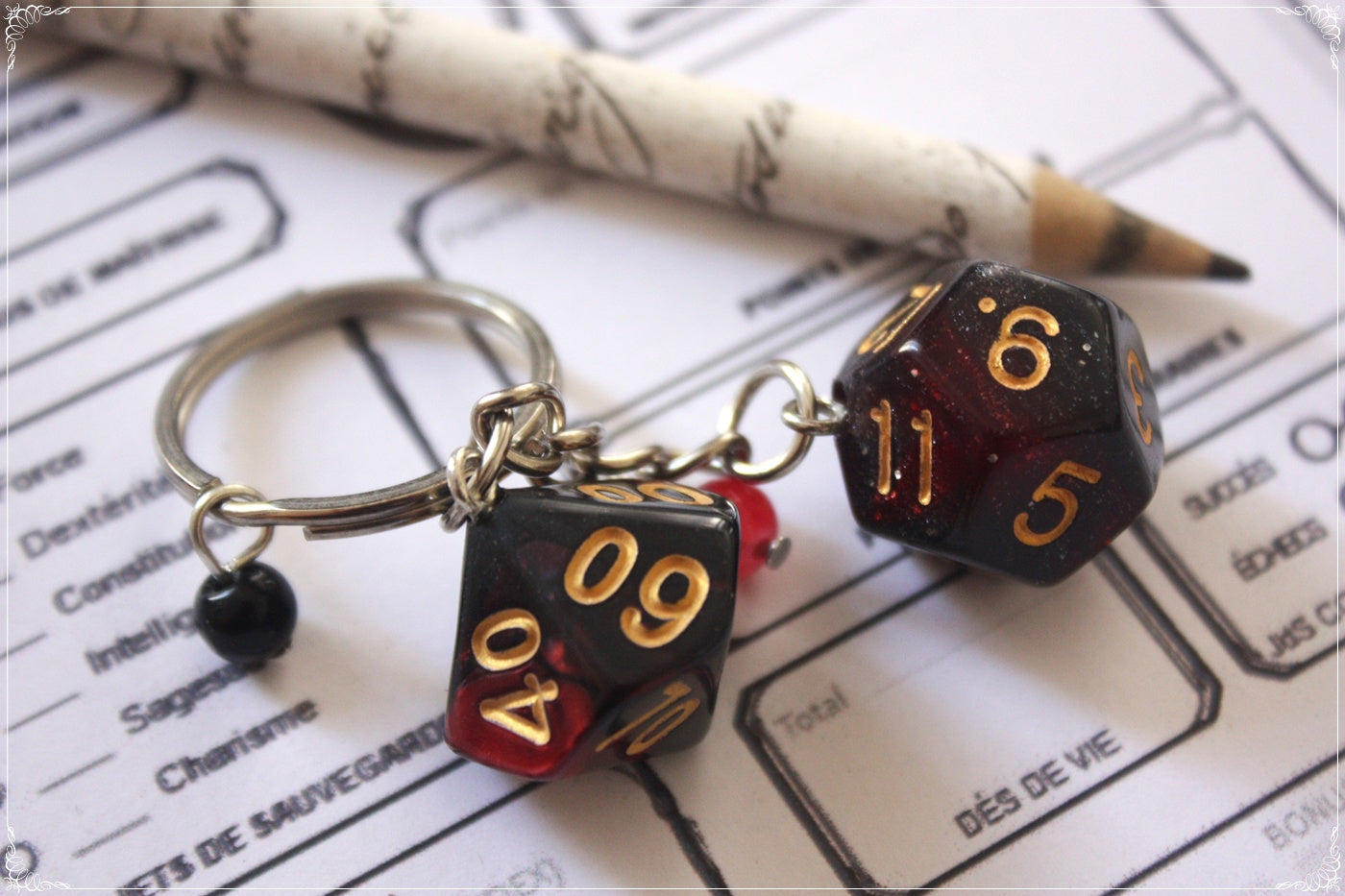 Porte-clés doubles dés jeux de rôle