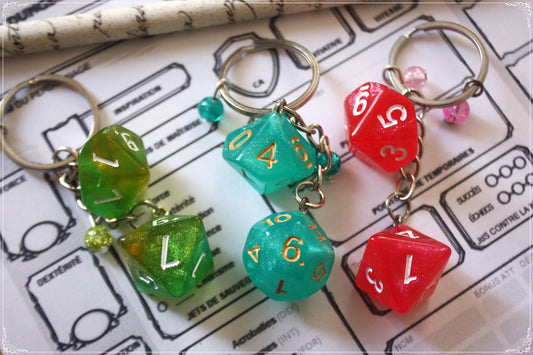 Porte-clés doubles dés jeux de rôle