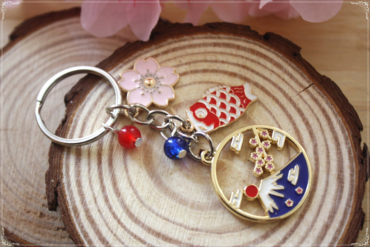 Porte-clés "Japon - Carpes Koï - Mont Fuji"