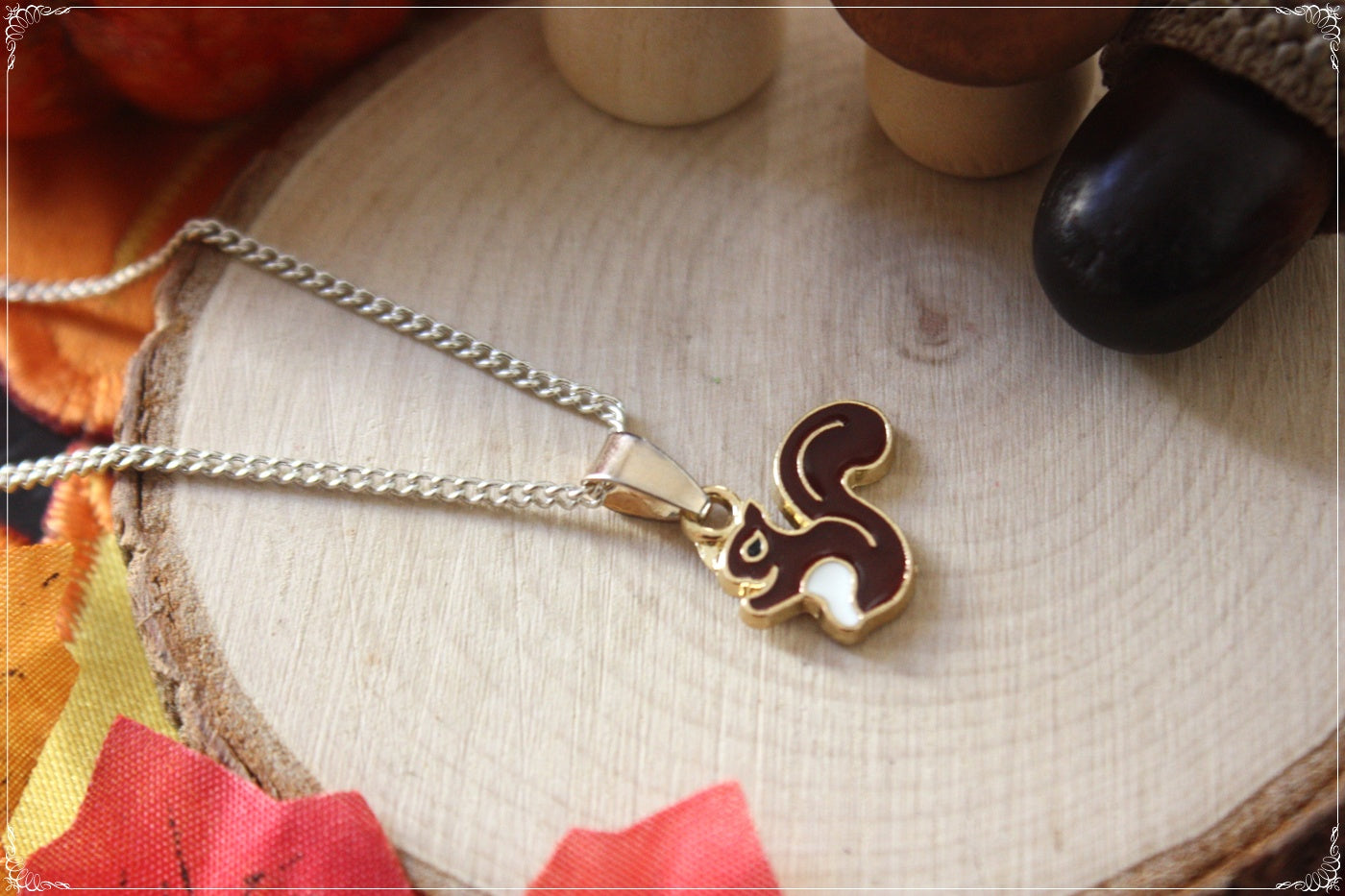 Pendentifs Automne Halloween écureuil champignon gland pomme de pain