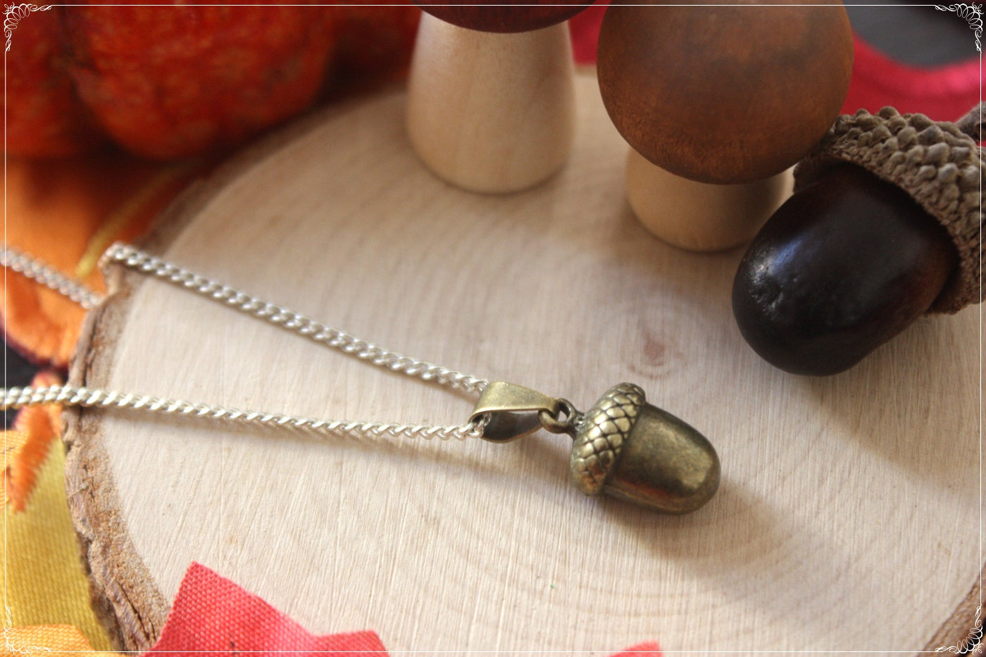 Pendentifs Automne Halloween écureuil champignon gland pomme de pain