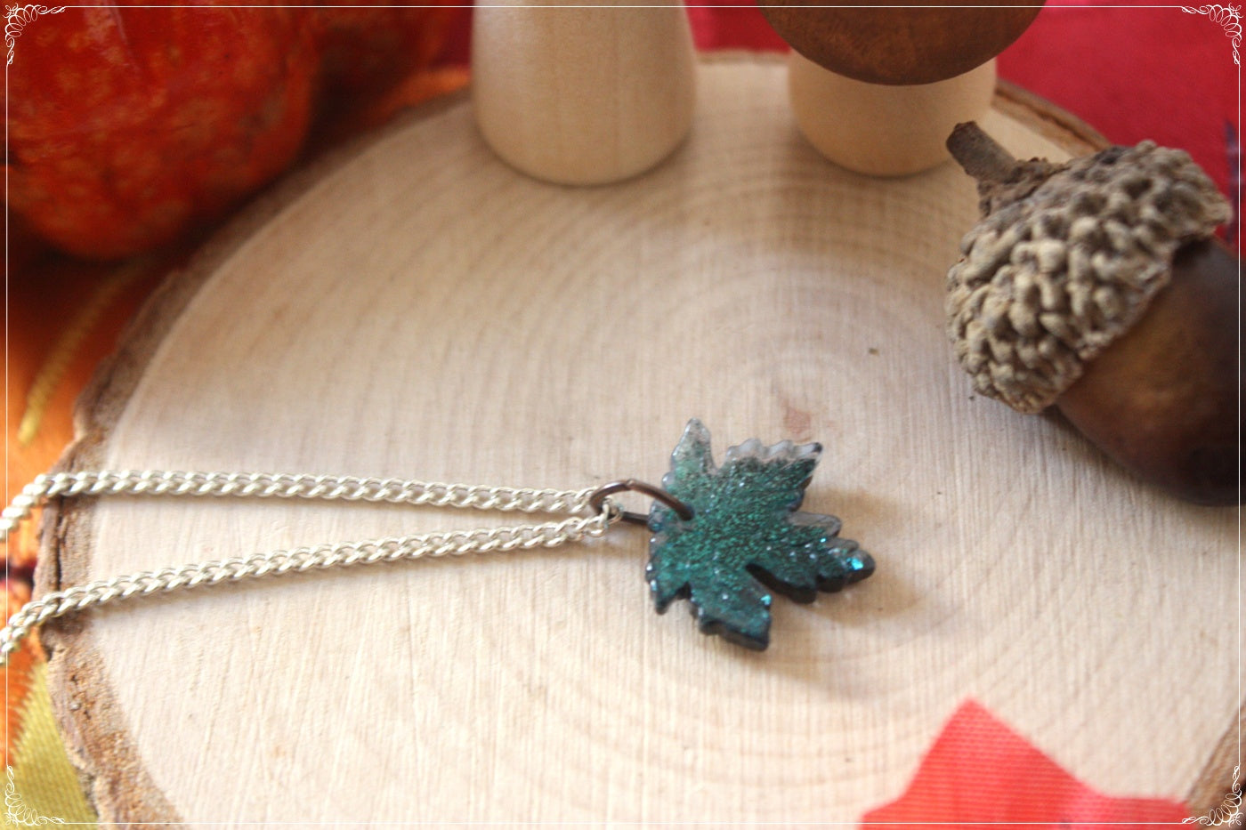 Pendentifs Automne Halloween feuilles érables verre