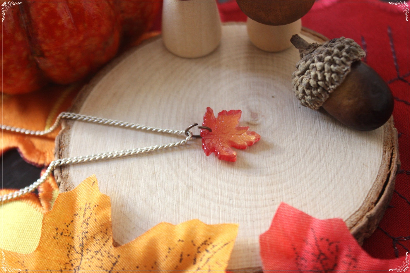 Pendentifs Automne Halloween feuilles érables verre