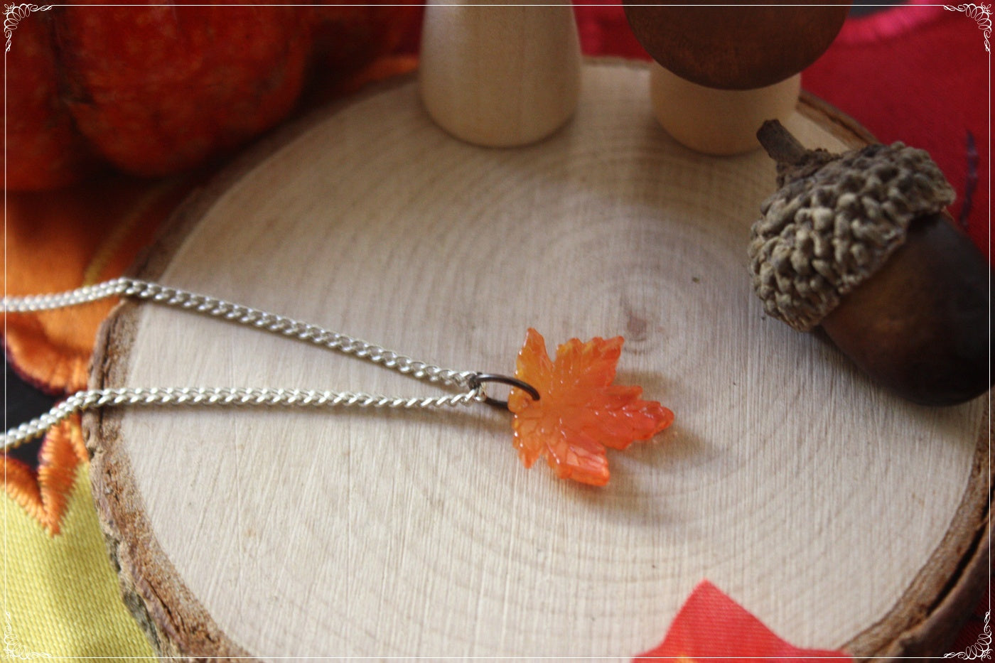 Pendentifs Automne Halloween feuilles érables verre