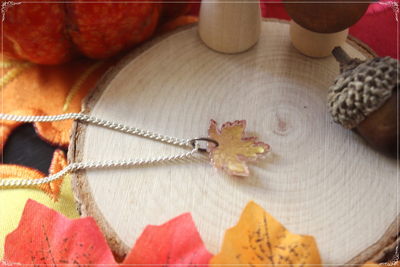 Pendentifs Automne Halloween feuilles érables verre